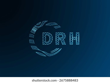 Diseño de Vector de logotipo de letra de polietileno baja DRH. Diseño de logotipo de poliéster inferior DRH. Diseño único del logotipo de baja poli de DRH.
