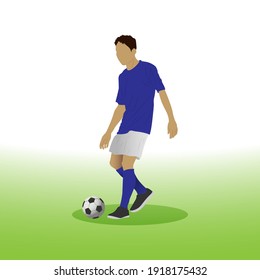 Dribble ball with futsal, football, or soccer player vector.
