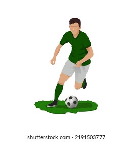 Dribble ball with futsal, football, or soccer player vector.