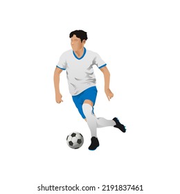 Dribble Ball With Futsal, Football, Or Soccer Player Vector.