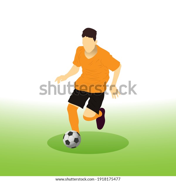 Dribble ball with futsal, football, or soccer\
player vector.