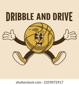 Dribble and drive With Basketball Groovy Character Design