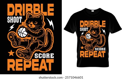 Dribble Shoot Score Repeat t-shirt design vector template