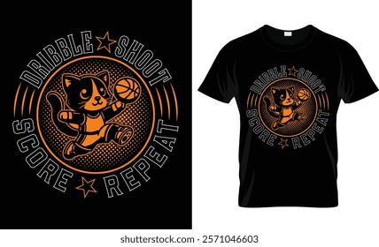 Dribble Shoot Score Repeat t-shirt design vector template