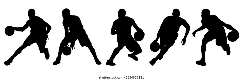 dribbling silhouette.basketball player vector, vector illustration in white background