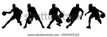 dribbling silhouette.basketball player vector, vector illustration in white background