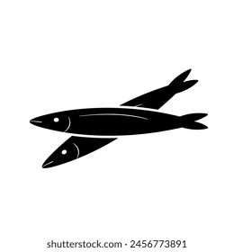 Dried anchovies fish icon. Vector illustration on the white background.