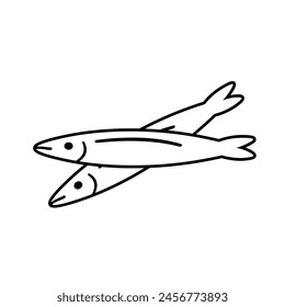 Dried anchovies fish icon. Vector illustration on the white background.