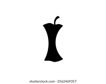 Dried Apple Core Icon, Organic Biodegradable Garbage Symbol, Fruits Compote Ingredient silhouette, Dry Apple Core shape Illustration