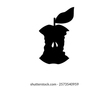 Dried Apple Core Icon, Organic Biodegradable Garbage Symbol, Fruits Compote Ingredient silhouette, Dry Apple Core shape Illustration