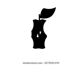 Dried Apple Core Icon, Organic Biodegradable Garbage Symbol, Fruits Compote Ingredient silhouette, Dry Apple Core shape Illustration