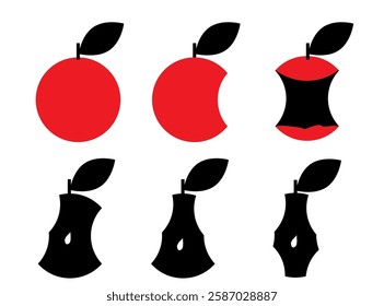 Dried Apple Core Icon, Organic Biodegradable Garbage Symbol, Fruits Compote Ingredient silhouette, Dry Apple Core shape Illustration