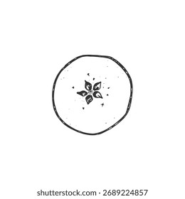 Boceto gráfico de rebanada de manzana seca. Ilustración vectorial dibujada a mano con tinta
