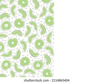 Dried apple slices. Sample. Monochrome image. There is free space for text. Vector illustration.