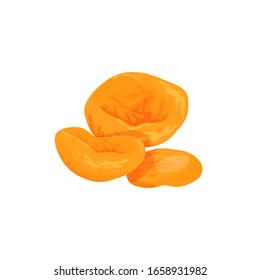 Dried apricots vector icon. Composition of apricots, dried fruits isolated icon. Cartoon fruit element for food design of label, logo or packaging.