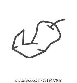 Dried Chili Pepper Icon. Thin Line Illustration of a Wrinkled Chili Pod, Symbolizing Sun‑Dried Spicy Pepper, Heat and Culinary Seasoning. Isolated Outline Vector Sign.