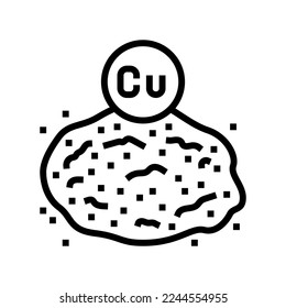 getrocknetes Konzentrat Kupfer Linie Symbol Vektorgrafik. Trockenkonzentrat, Kupferschild. isoliertes Kontursymbol