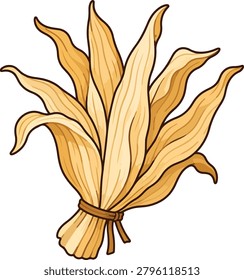 Dried corn stalk bundle harvest autumn vector illustration
