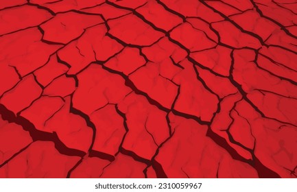 Dried cracked earth red soil ground texture background, Bad environment vector concept