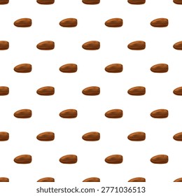 Dried dates creating a repetitive pattern on a white background