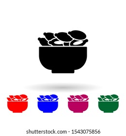 Dried dates in plate multi color icon. Simple thin line, outline vector of ramadan icons for ui and ux, website or mobile application