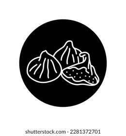 Icono de línea negra de higo seco. Supercomida orgánica natural. Pictograma para página web, aplicación móvil, promoción.