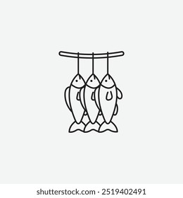 Dried fish icon isolated on white background
