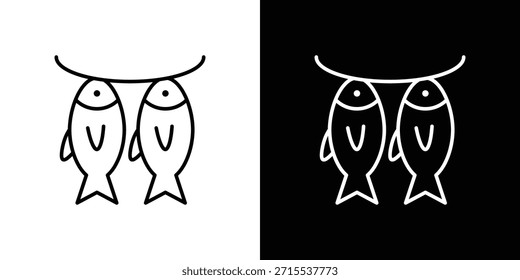 Ícone de peixe seco no projeto da linha. Ícones de traçado editáveis.