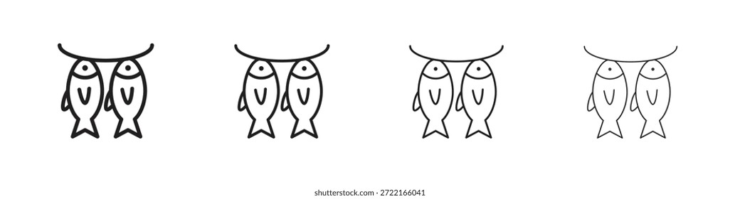 Icono de pescado seco esboza la tendencia de las versiones simples modernas