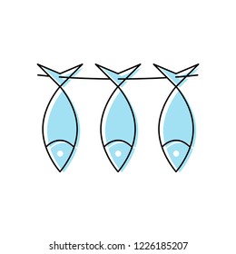 Dried fish, vector illustration