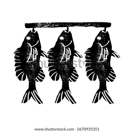 Dried fish vector  set collection textured illustration