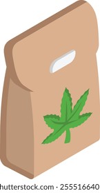 Dried flower buds Packaging isometric concept, Ready to Deliver Bedrocan vector icon design, Cannabis and marijuana symbol, thca and cbda sign, recreational herbal drug stock illustration