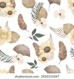 Dried Flower Seamless Pattern Frame Background