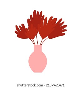 Dried flower in vase vector illustration