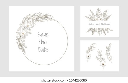 DRIED FLOWERS FRAME COLLECTION. SUIT FOR BOHEMIAN WEDDING INVITATION DECORATION