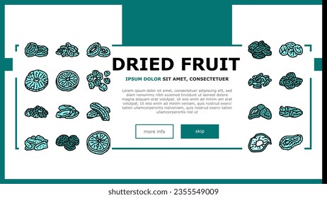 dried fruit healthy snack landing web page vector. vegetarian dry, ingredient diet, mix organic nutrition natural dried nut, assortment dried fruit healthy snack Illustration