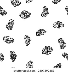 dried fruit healthy snack vector seamless pattern thin line illustration