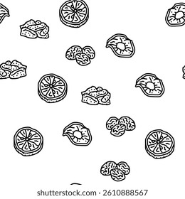 dried fruit healthy snack vector seamless pattern thin line illustration