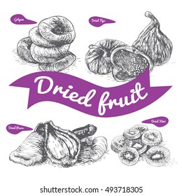 Dried Fruit Illustration. Vector Illustration Of Dried Fruit.