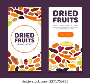 Dried Fruits Banner Design with Healthy Sweet Snack Vector Template