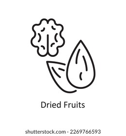 Dried Fruits Vector Outline Icon Design illustration. Grocery Symbol on White background EPS 10 File