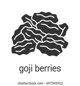 Dried Goji Berries Glyph Icon. Silhouette Symbol. Raisins. Negative Space. Vector Isolated Illustration