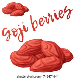 Dried Goji berries icon isolated on white background. Cartoon vector illustration. Series of food and drink and ingredients for cooking