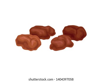 Dried grapes on a white background. Realistic vector illustration.