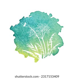 Ramo de hierba seca y florido, marco. Flores silvestres, hierbas aromáticas pintadas en acuarela. Elementos botánicos de boho aislados en blanco. Invitación a la boda, saludo, tarjeta, impresión