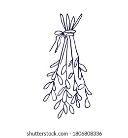 Dried herb. Hand drawn plant. Witchcraft attributes. Vector illustration in the Doodle style. Isolated object on a white background.