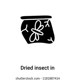 Dried insect in amber icon vector isolated on white background, logo concept of Dried insect in amber sign on transparent background, filled black symbol