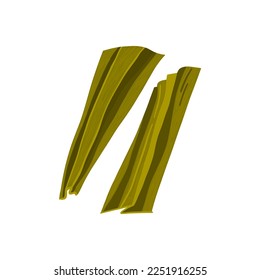 Dried kombu seaweed. Traditional asian kelp.  Oriental cuisine ingredient. Vector illustration.