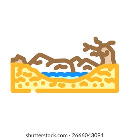Icono de color de fuente de agua sucia de paisaje seco. Vector de fuente de agua sucia de paisaje seco. Ilustración de símbolo aislado