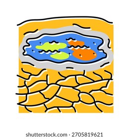 Icono de color de fuente de agua sucia de paisaje seco. Vector de fuente de agua sucia de paisaje seco. Ilustración de símbolo aislado